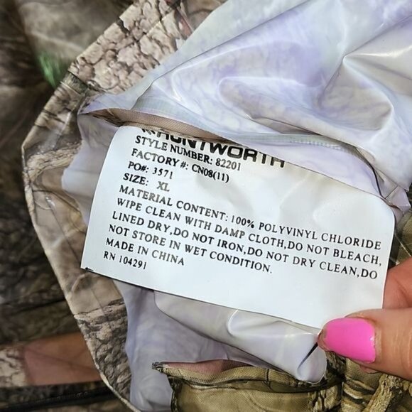 Huntworth Camouflage Adjustable Long Sleeve Hooded Rain Jacket Sz XL w Pockets - Picture 7 of 13